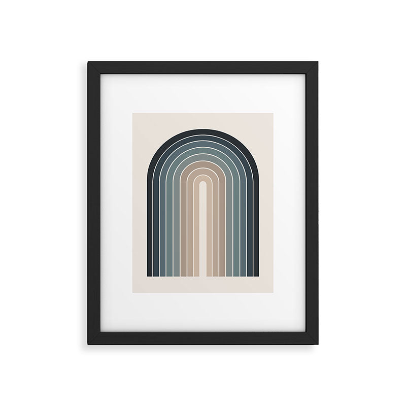 Gradient Arch XXVIII Earthy Blue Mid Century Modern Rainbow Framed Art Print Gallery Image 5