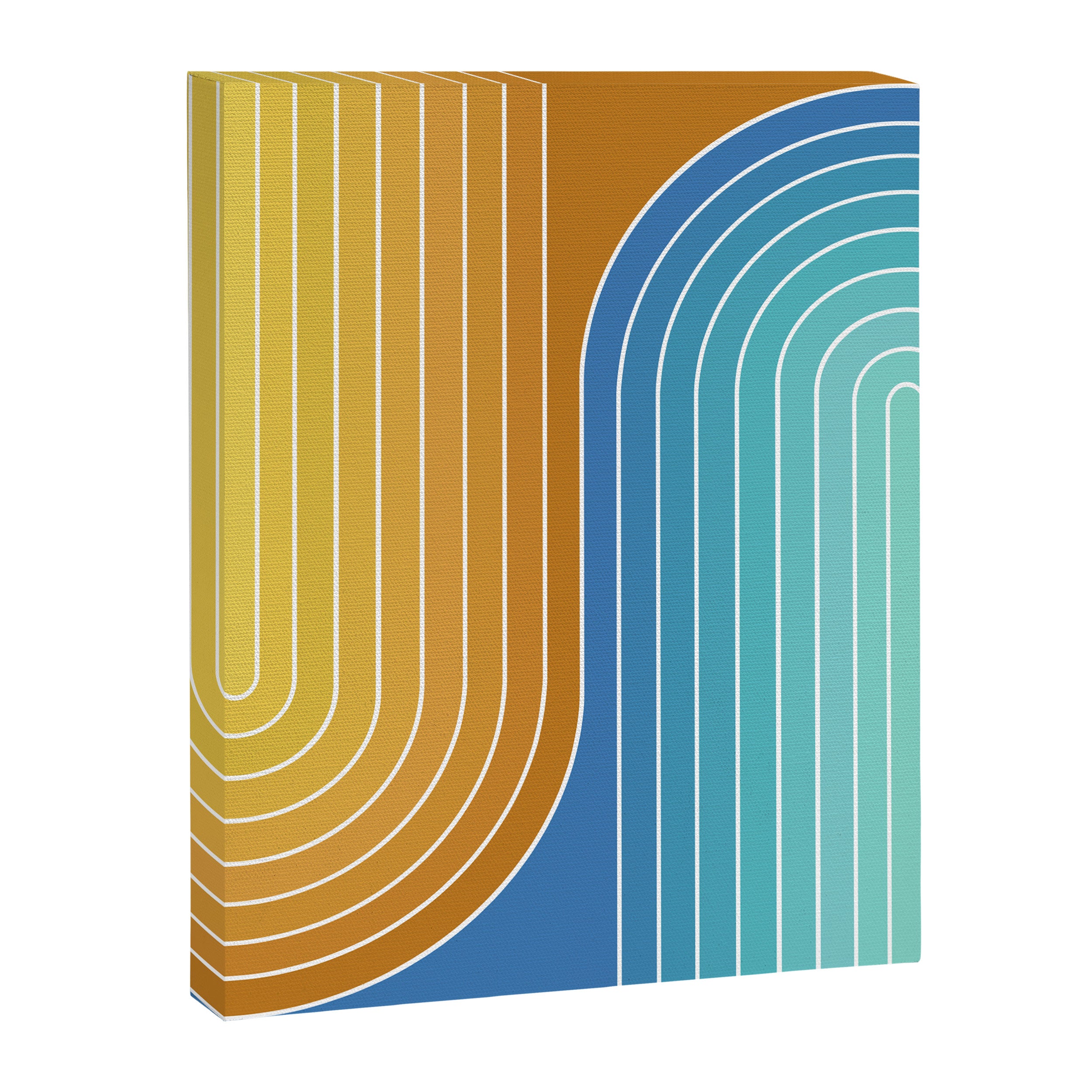 Gradient Curvature XII Beachy Blue and Orange Canvas Print Gallery Image 6