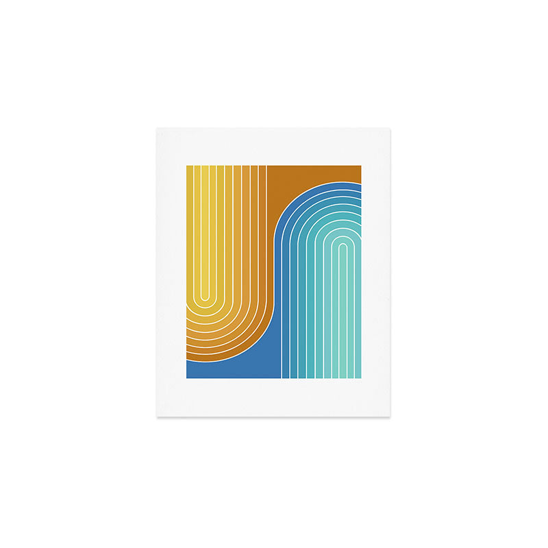 Gradient Curvature XII Beachy Blue and Orange Art Print Gallery Image 1