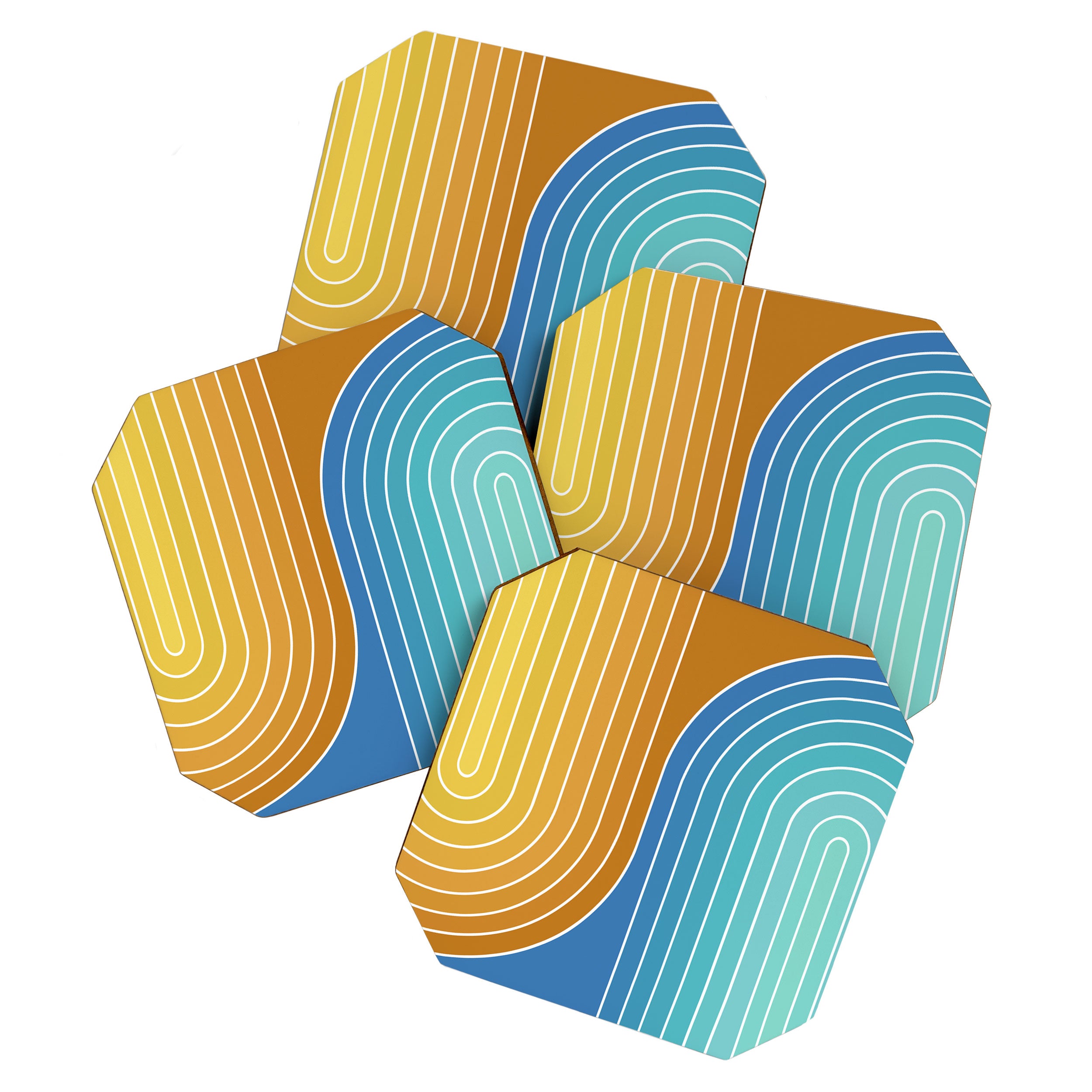 Gradient Curvature XII Beachy Blue and Orange Coaster Gallery Image 1