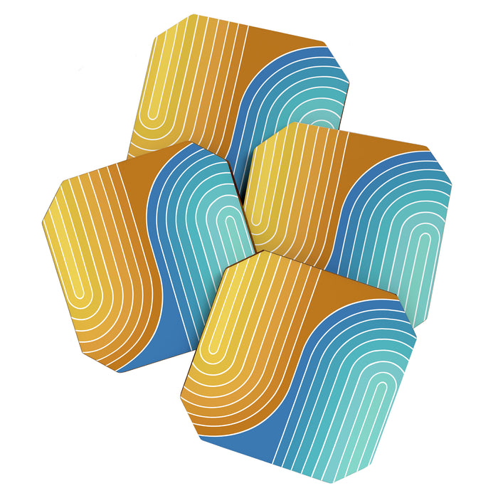 Gradient Curvature XII Beachy Blue and Orange Coaster Gallery Image 1