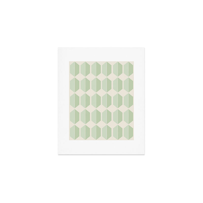 Hexagonal Pattern VI Soft Green Art Print Gallery Image 1