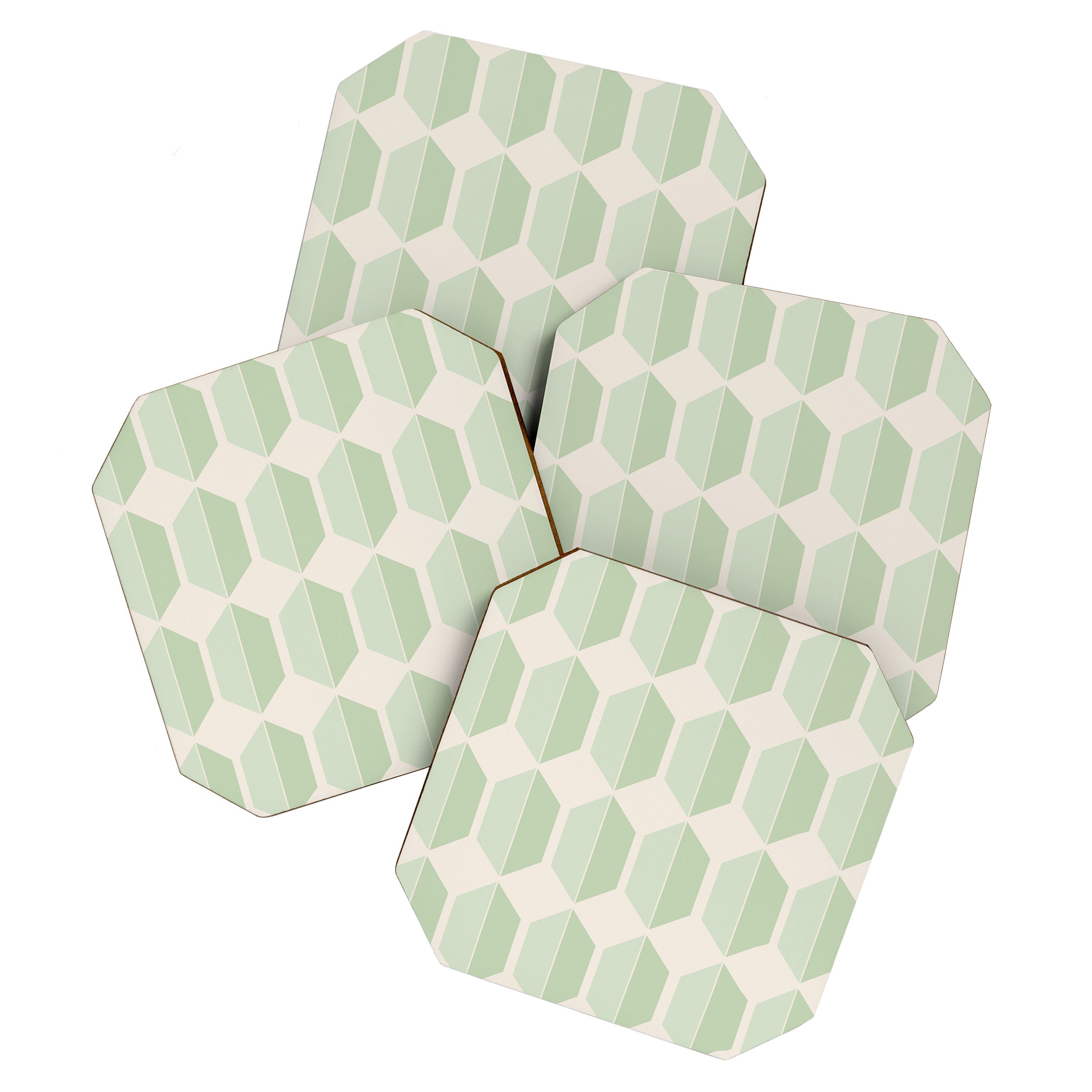 Hexagonal Pattern VI Soft Green Coaster Gallery Image 1