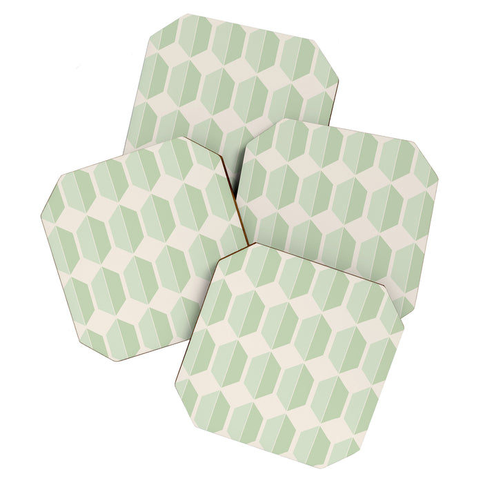 Hexagonal Pattern VI Soft Green Coaster Gallery Image 1