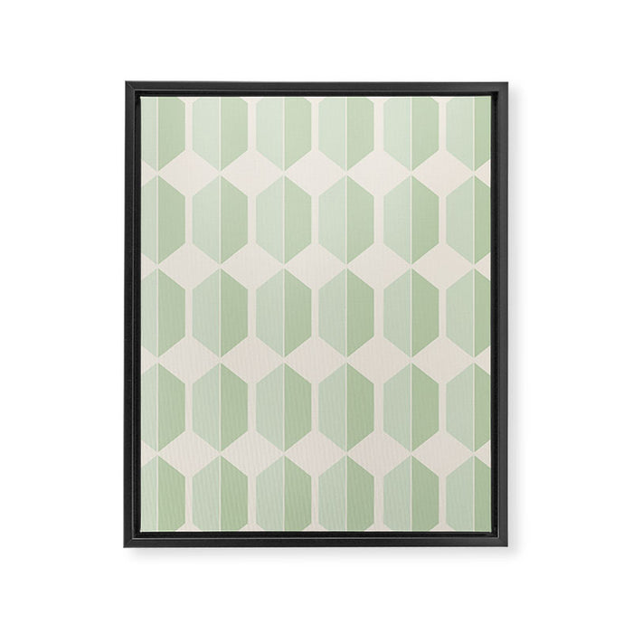 Hexagonal Pattern VI Soft Green Framed Canvas Print Gallery Image 1