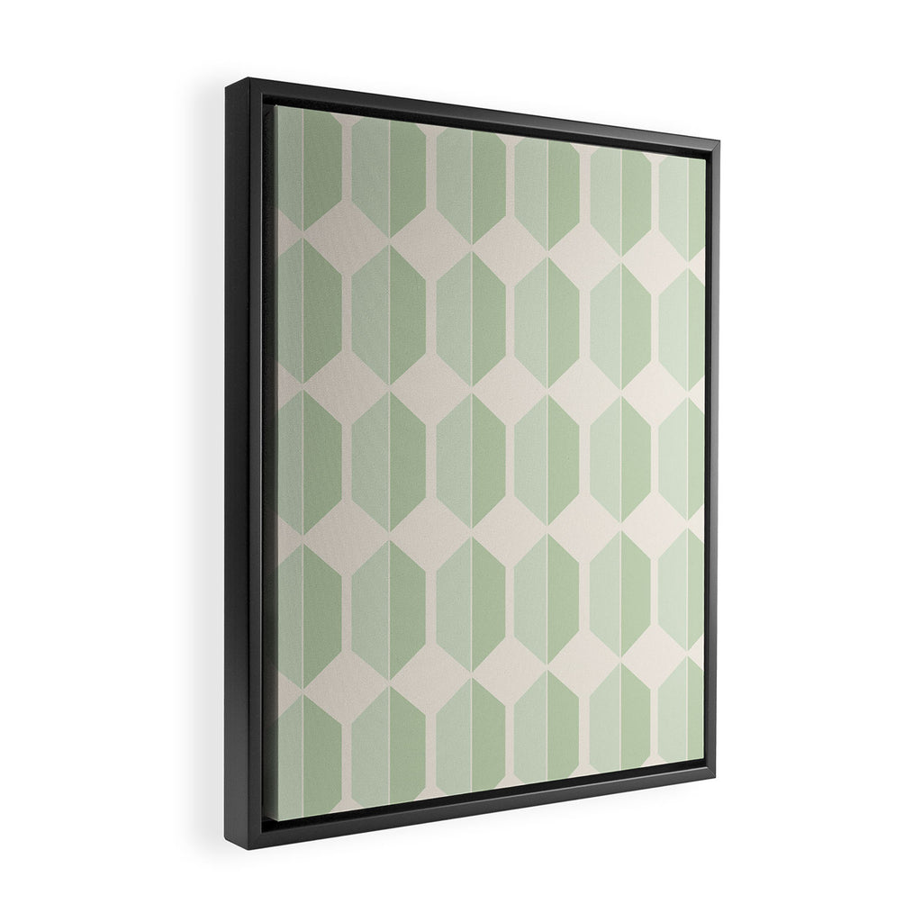 Hexagonal Pattern VI Soft Green Framed Canvas Print Gallery Image 2