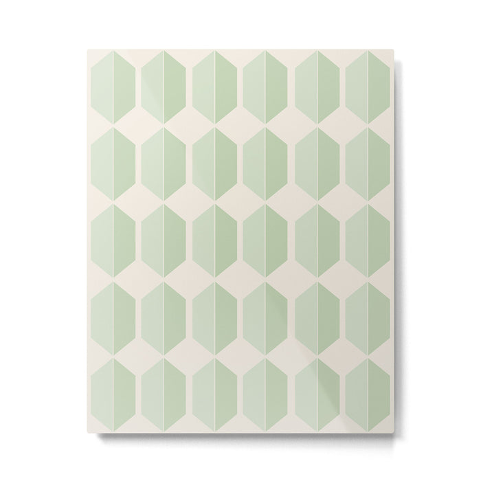 Hexagonal Pattern VI Soft Green Metal Print Gallery Image 1