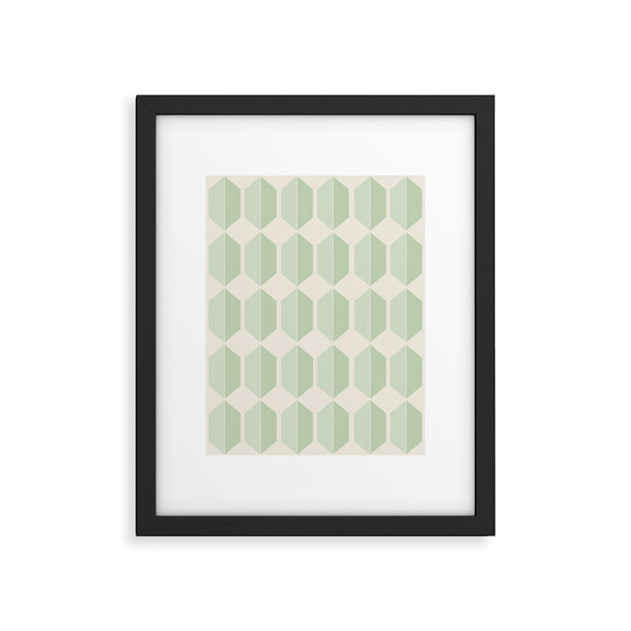 Hexagonal Pattern VI Soft Green Framed Art Print Gallery Image 1