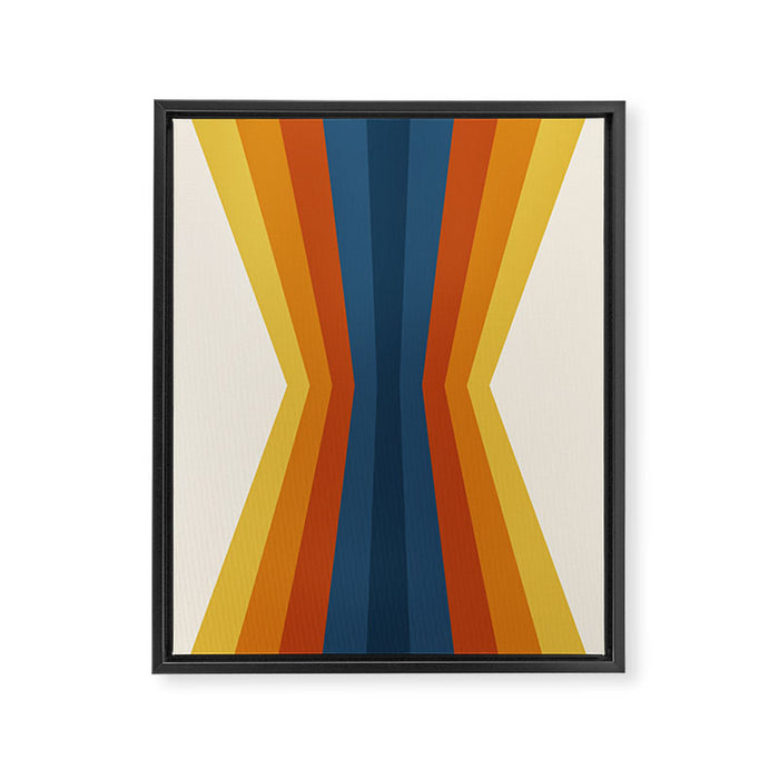 Bright 70's Retro Stripes Reflection Framed Canvas Print Gallery Image 1