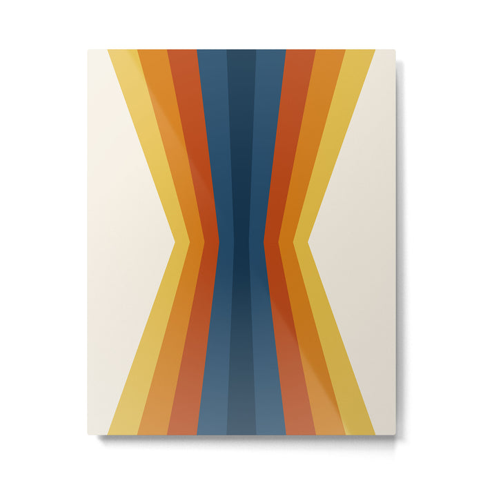 Bright 70's Retro Stripes Reflection Metal Print Gallery Image 1