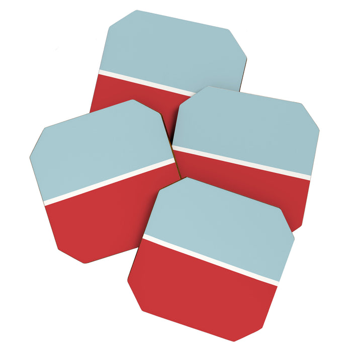 Color Block I Blue Red Coaster Gallery Image 1