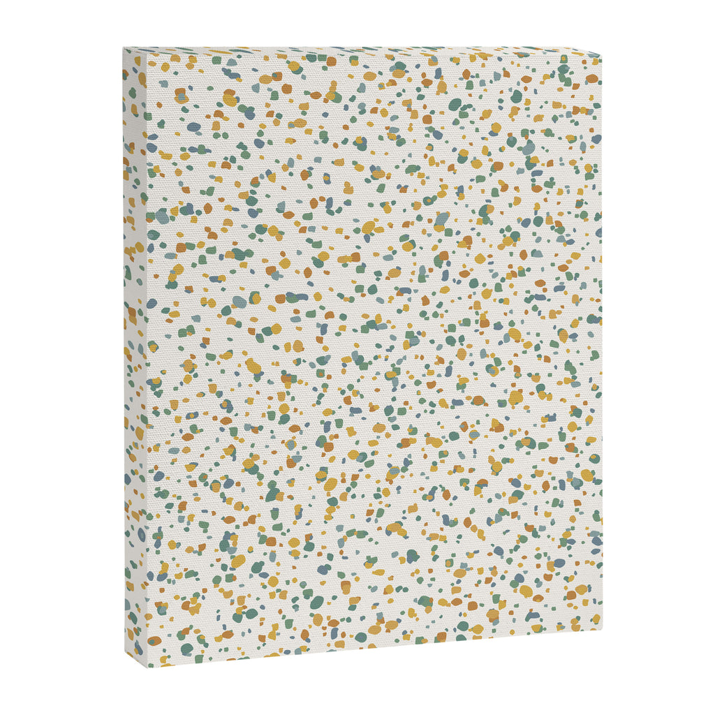 Festive Speckled Dot Pattern - Earthy Boho Green Orange Canvas Print Gallery Image 8