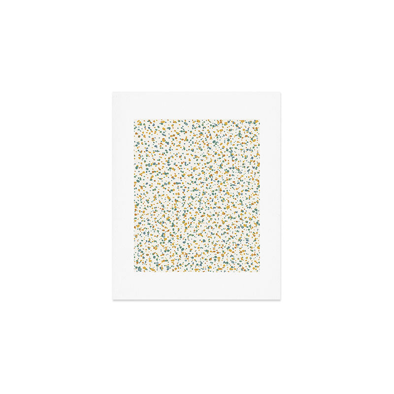 Festive Speckled Dot Pattern - Earthy Boho Green Orange Art Print Gallery Image 1