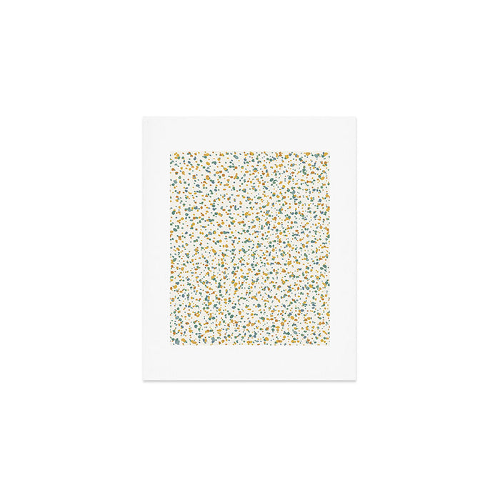 Festive Speckled Dot Pattern - Earthy Boho Green Orange Art Print Gallery Image 1