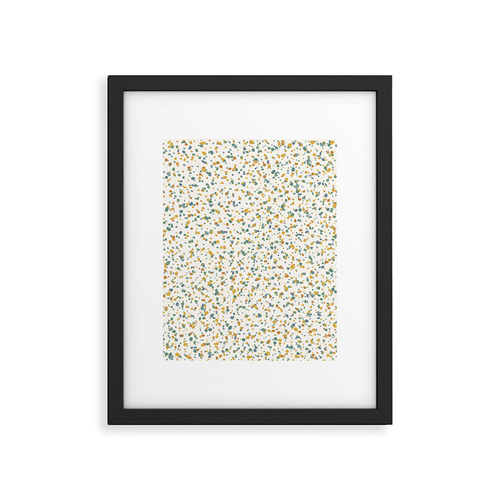 Festive Speckled Dot Pattern - Earthy Boho Green Orange Framed Art Print Gallery Image 1