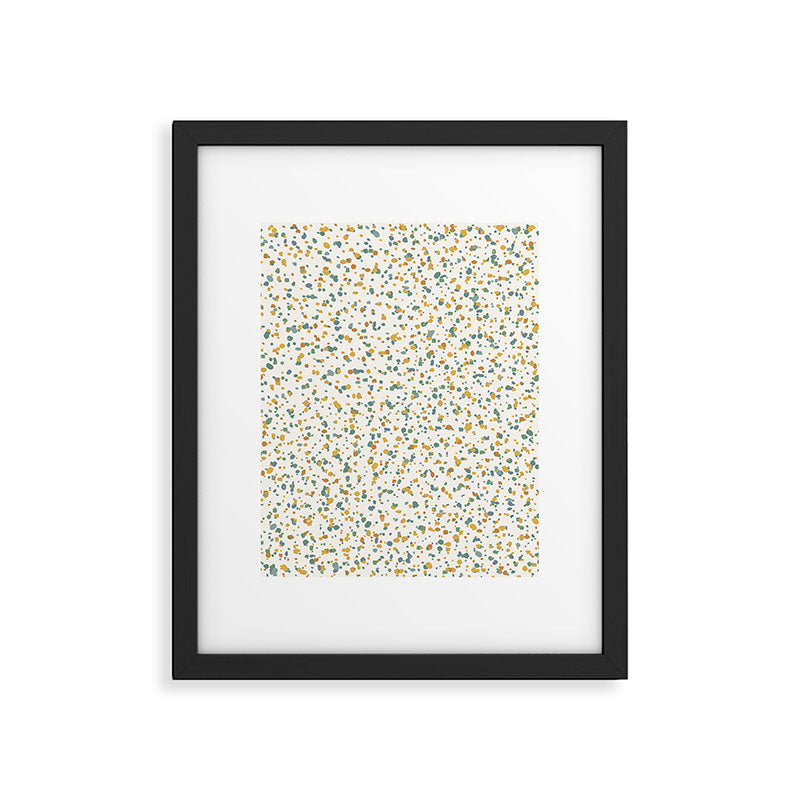 Festive Speckled Dot Pattern - Earthy Boho Green Orange Framed Art Print Gallery Image 6
