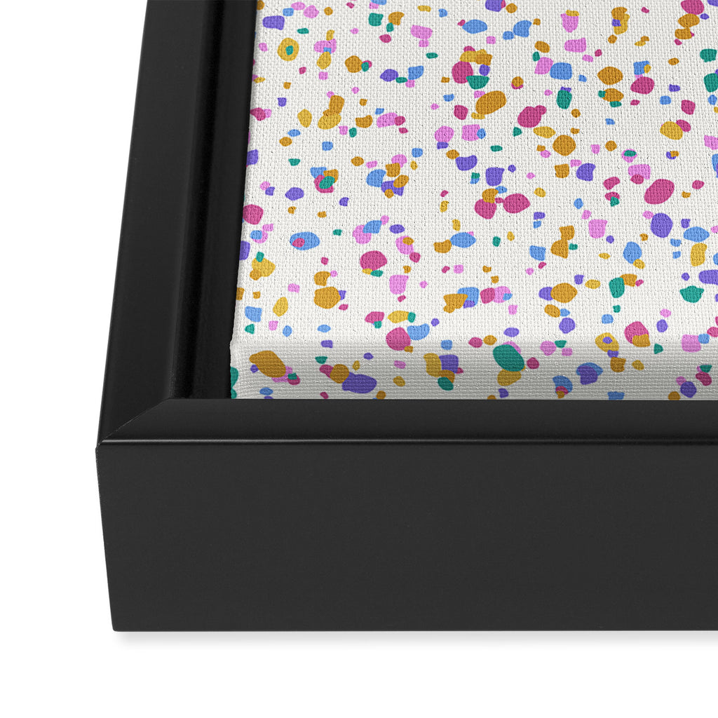 Festive Speckled Dot Pattern - Funfetti Rainbow Framed Canvas Print Gallery Image 3