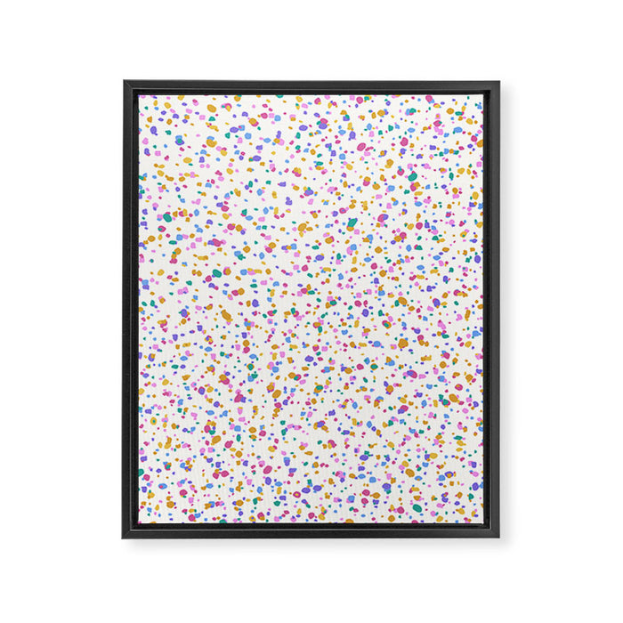 Festive Speckled Dot Pattern - Funfetti Rainbow Framed Canvas Print Gallery Image 1