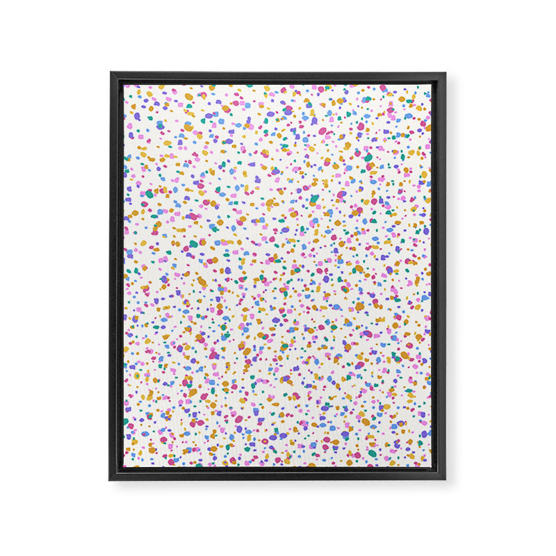 Festive Speckled Dot Pattern - Funfetti Rainbow Framed Canvas Print Gallery Image 8