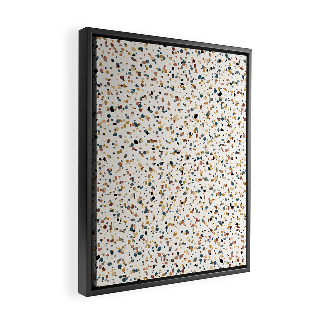 Festive Speckled Dot Pattern - Natural Neutral Boho Framed Canvas Print Gallery Image 2