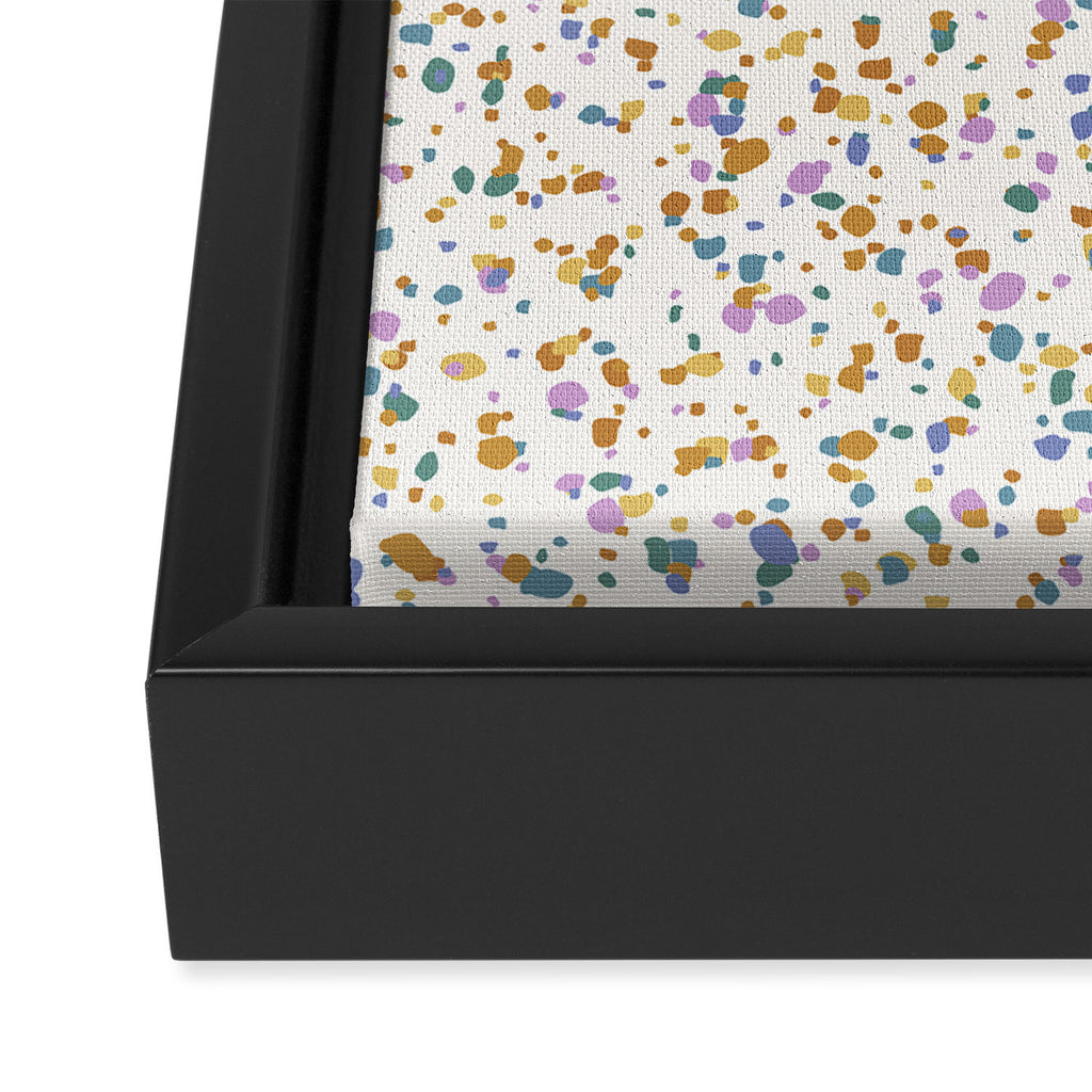 Festive Speckled Dot Pattern - Retro Rainbow Framed Canvas Print Gallery Image 3