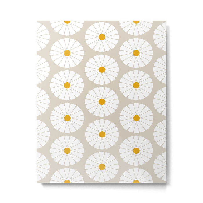 Minimal Botanical Pattern - Daisies Metal Print Gallery Image 1