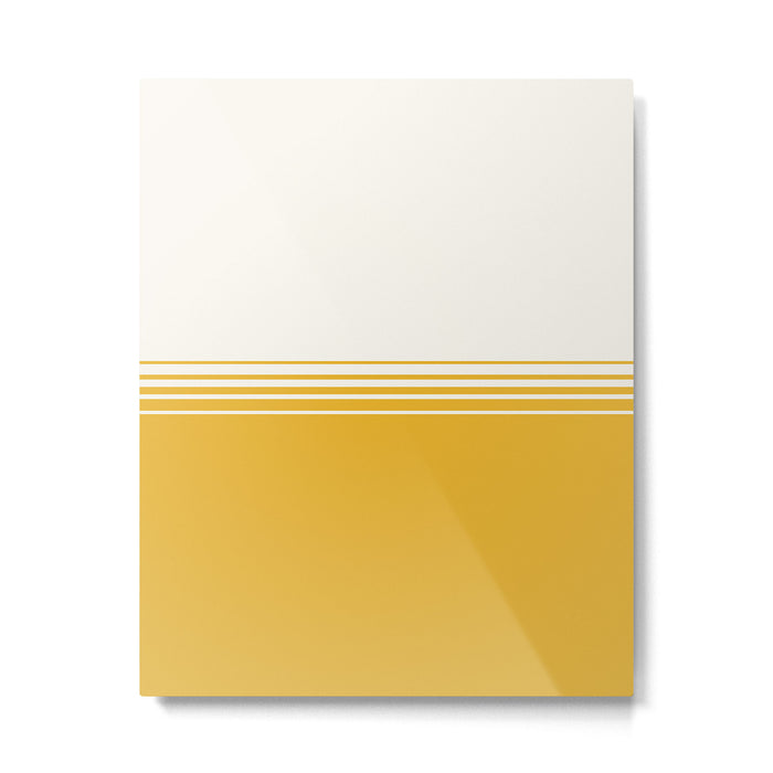 Retro Golden Yellow Minimalist Stripes Metal Print Gallery Image 1
