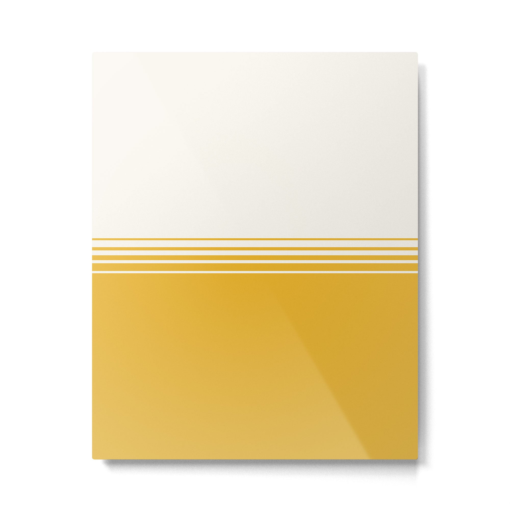 Retro Golden Yellow Minimalist Stripes Metal Print Gallery Image 6