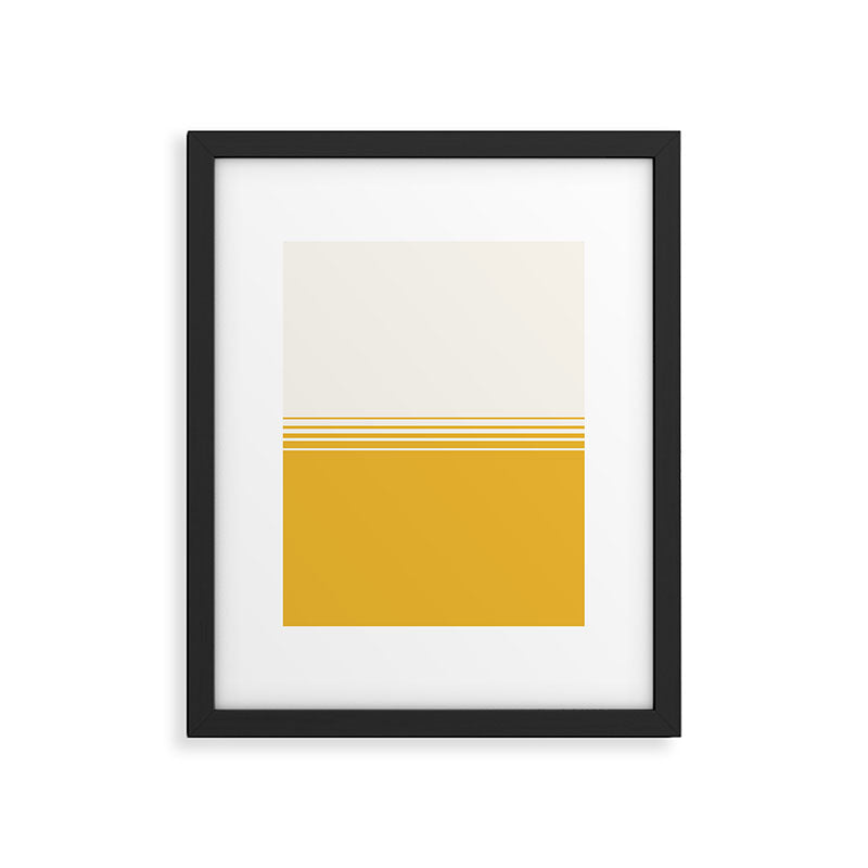 Retro Golden Yellow Minimalist Stripes Framed Art Print Gallery Image 6