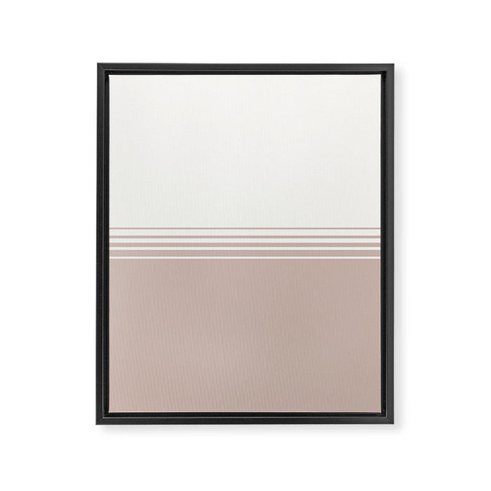 Retro Neutral Minimalist Stripes Framed Canvas Print Gallery Image 1