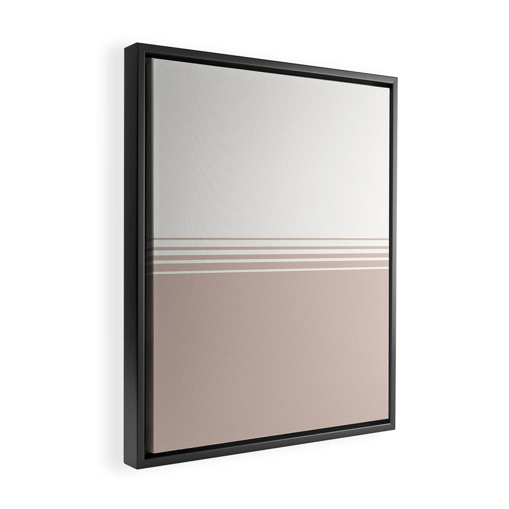 Retro Neutral Minimalist Stripes Framed Canvas Print Gallery Image 2