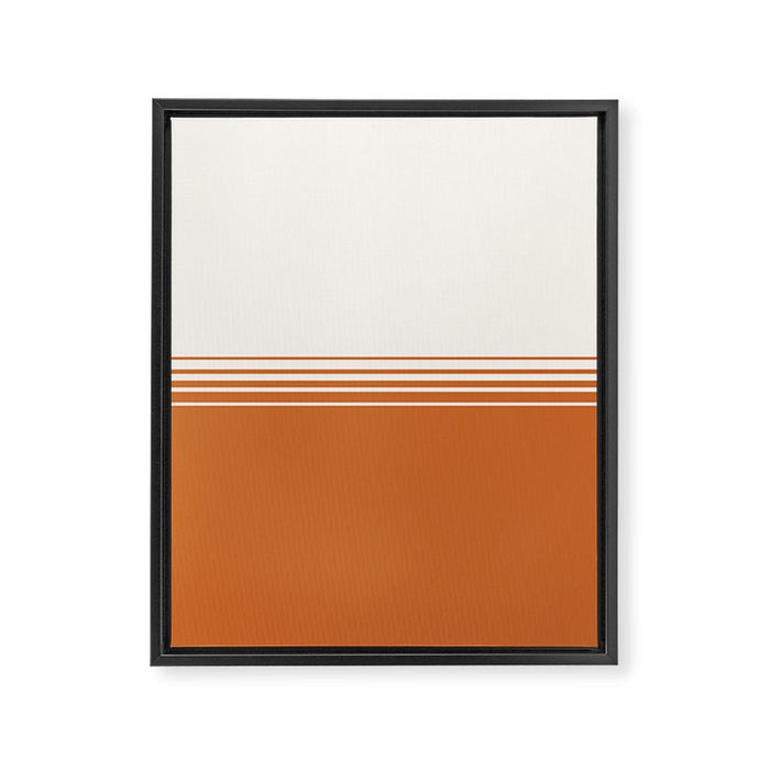 Retro Orange Minimalist Stripes Framed Canvas Print Gallery Image 1