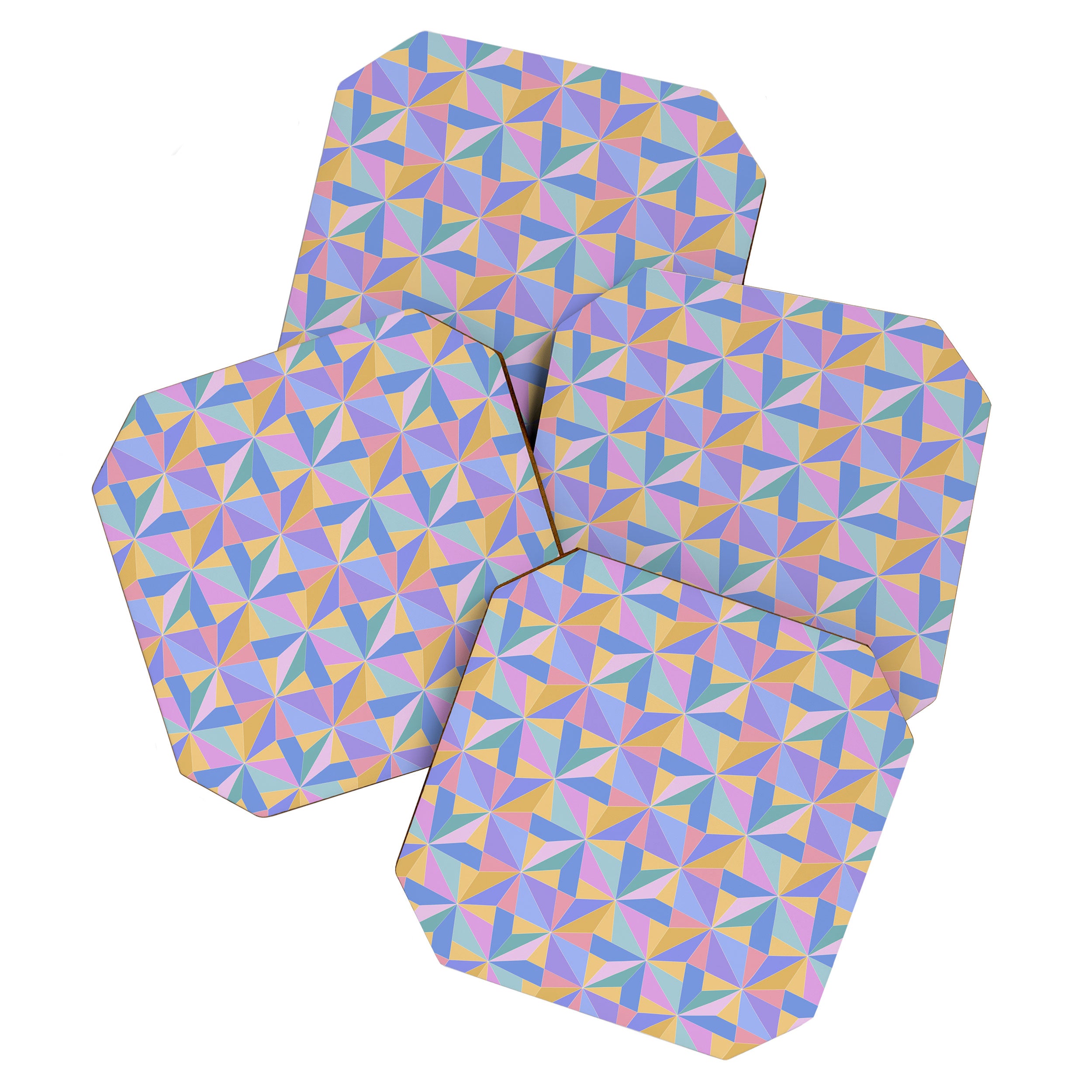 Kaleidoscope Tile Pattern V Bright Pastel Coaster Gallery Image 1