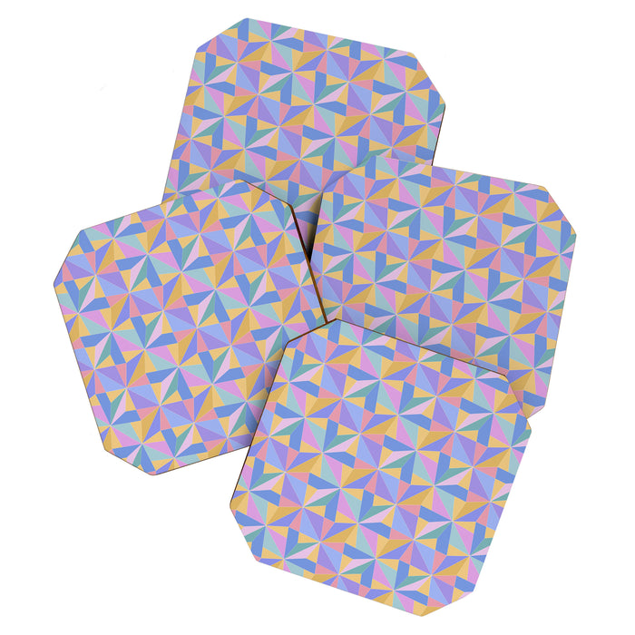 Kaleidoscope Tile Pattern V Bright Pastel Coaster Gallery Image 1