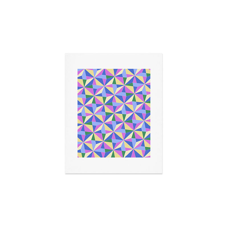 Kaleidoscope Tile Pattern VII Colorful Bright 90s Art Print Gallery Image 1
