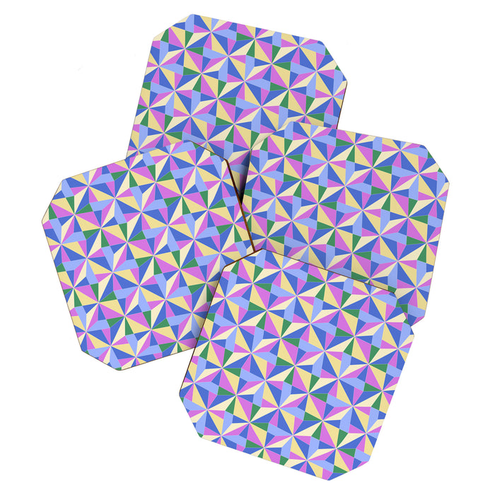 Kaleidoscope Tile Pattern VII Colorful Bright 90s Coaster Gallery Image 1