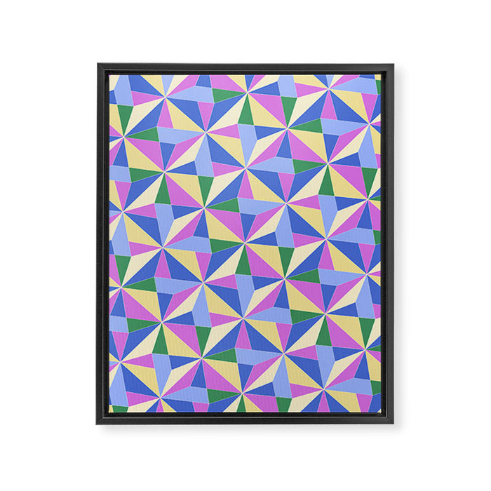 Kaleidoscope Tile Pattern VII Colorful Bright 90s Framed Canvas Print Gallery Image 1