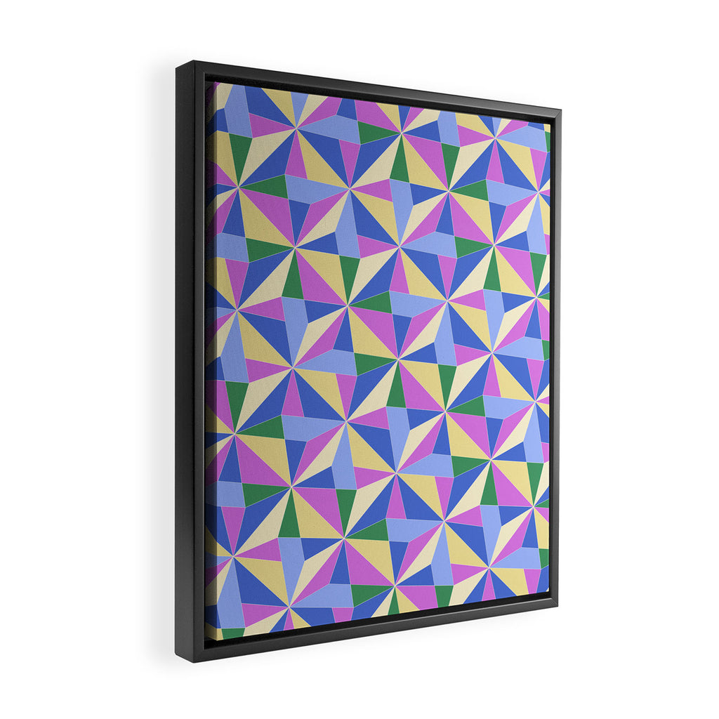 Kaleidoscope Tile Pattern VII Colorful Bright 90s Framed Canvas Print Gallery Image 2