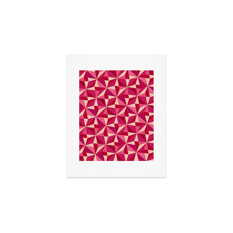 Kaleidoscope Tile Pattern VIII Vibrant Pink and Red Art Print Gallery Image 1