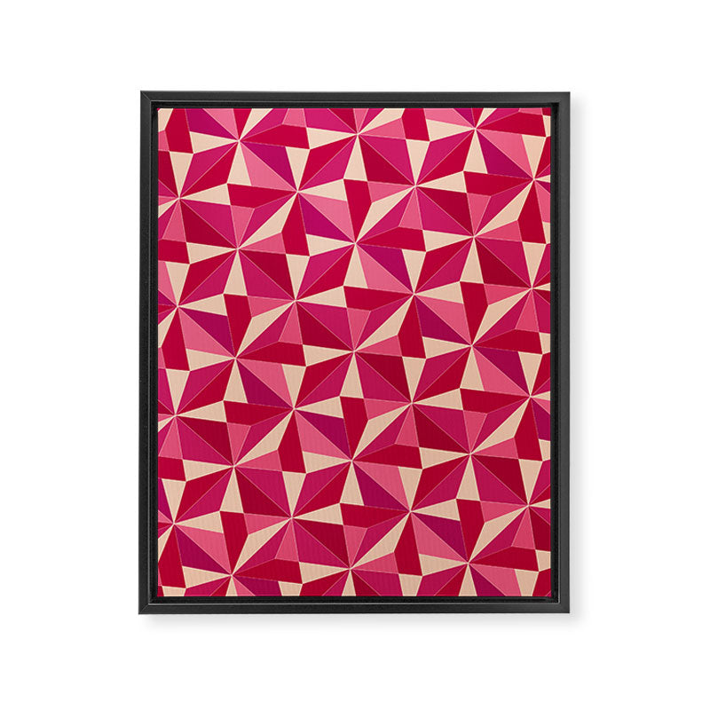 Kaleidoscope Tile Pattern VIII Vibrant Pink and Red Framed Canvas Print Gallery Image 8