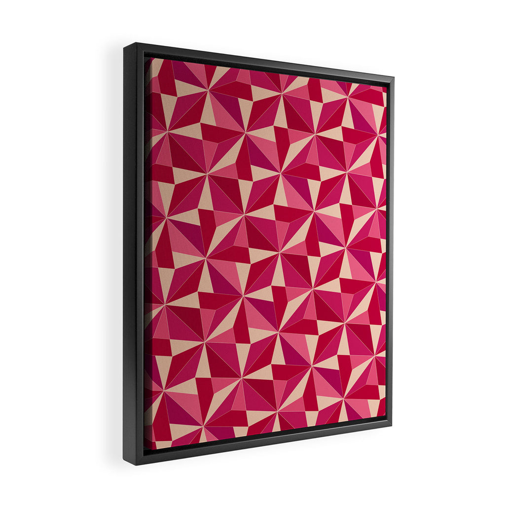 Kaleidoscope Tile Pattern VIII Vibrant Pink and Red Framed Canvas Print Gallery Image 2