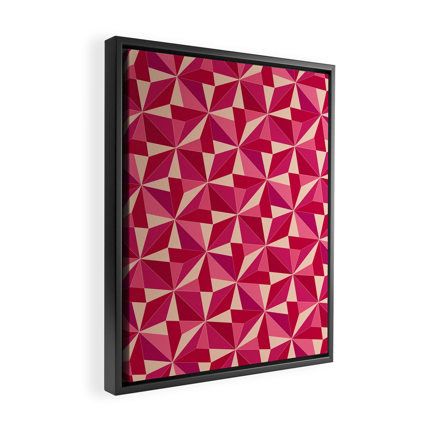 Kaleidoscope Tile Pattern VIII Vibrant Pink and Red Framed Canvas Print Gallery Image 2