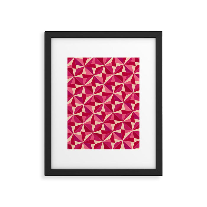 Kaleidoscope Tile Pattern VIII Vibrant Pink and Red Framed Art Print Gallery Image 1