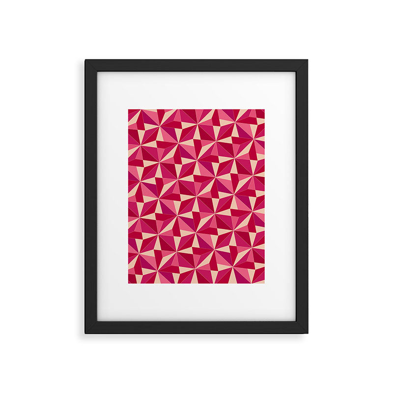 Kaleidoscope Tile Pattern VIII Vibrant Pink and Red Framed Art Print Gallery Image 6