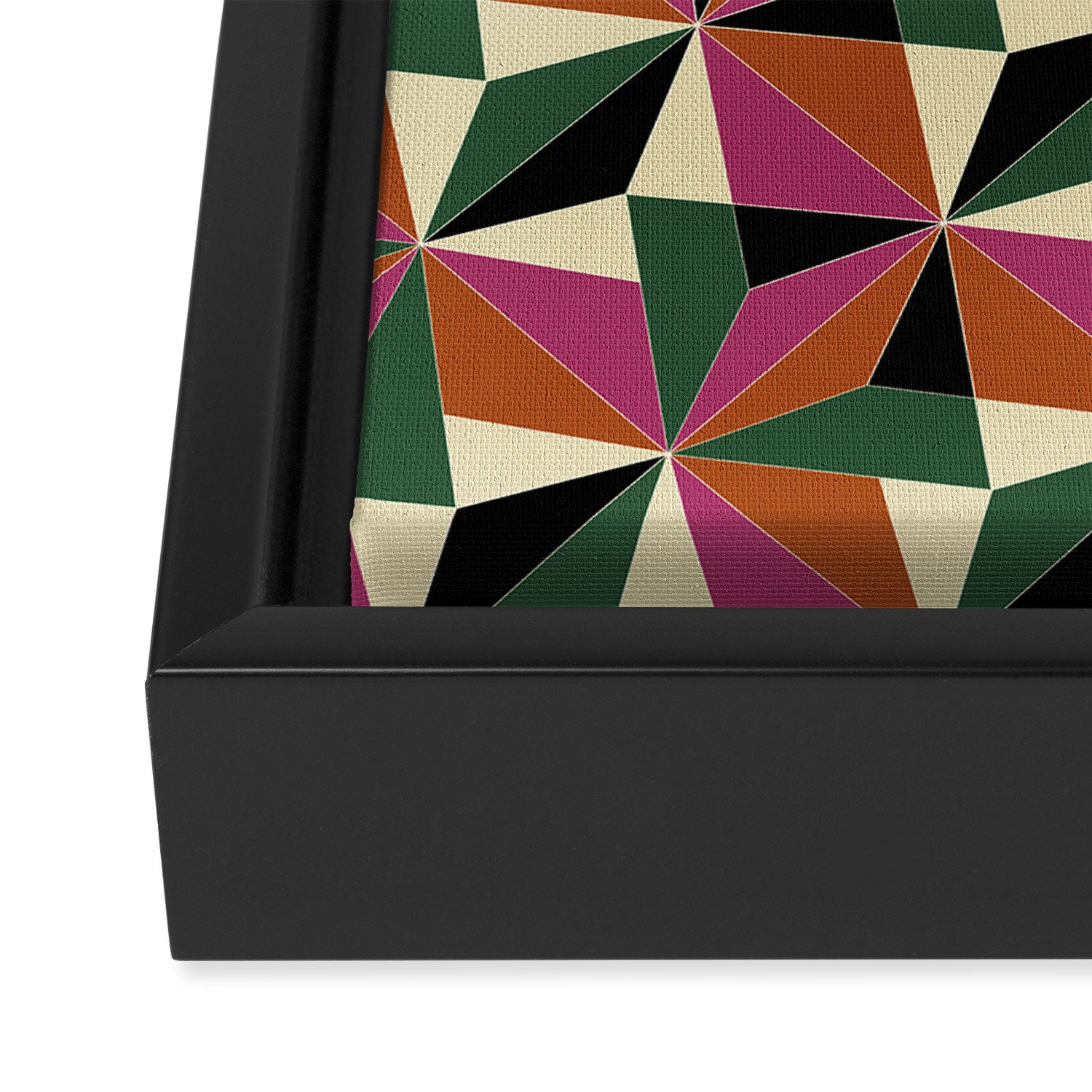 Kaleidoscope Tile Pattern XII Bold Bauhaus Colors Framed Canvas Print Gallery Image 3