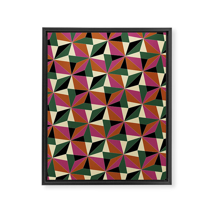 Kaleidoscope Tile Pattern XII Bold Bauhaus Colors Framed Canvas Print Gallery Image 1
