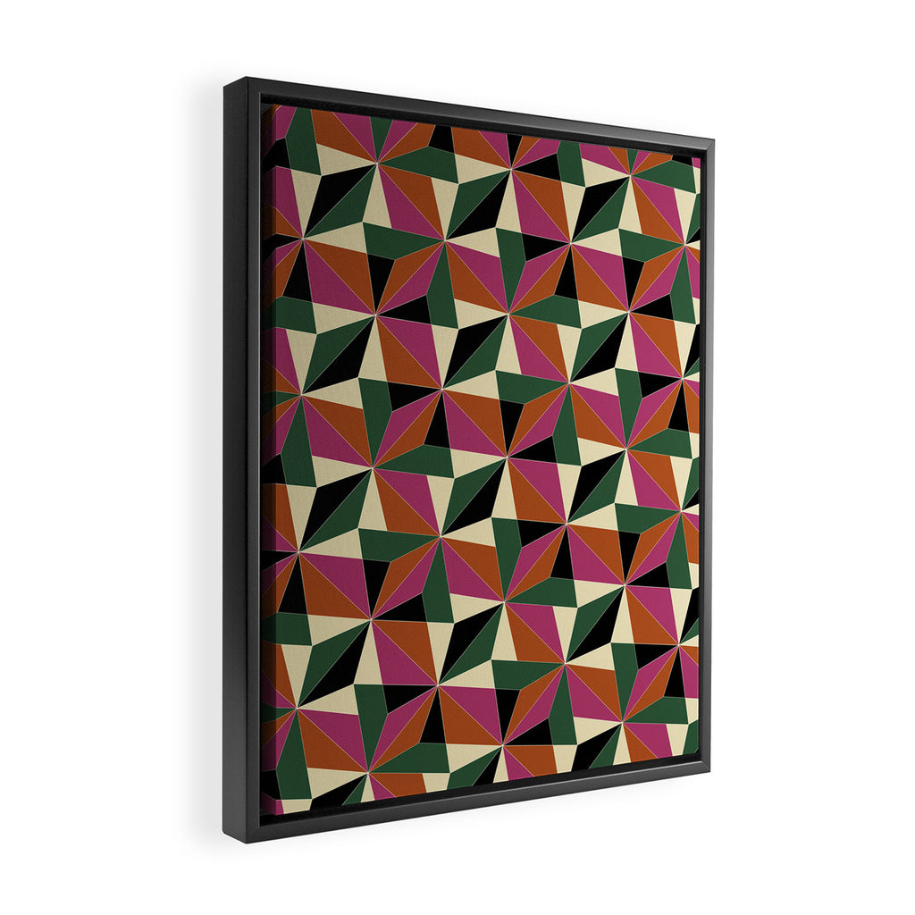 Kaleidoscope Tile Pattern XII Bold Bauhaus Colors Framed Canvas Print Gallery Image 2