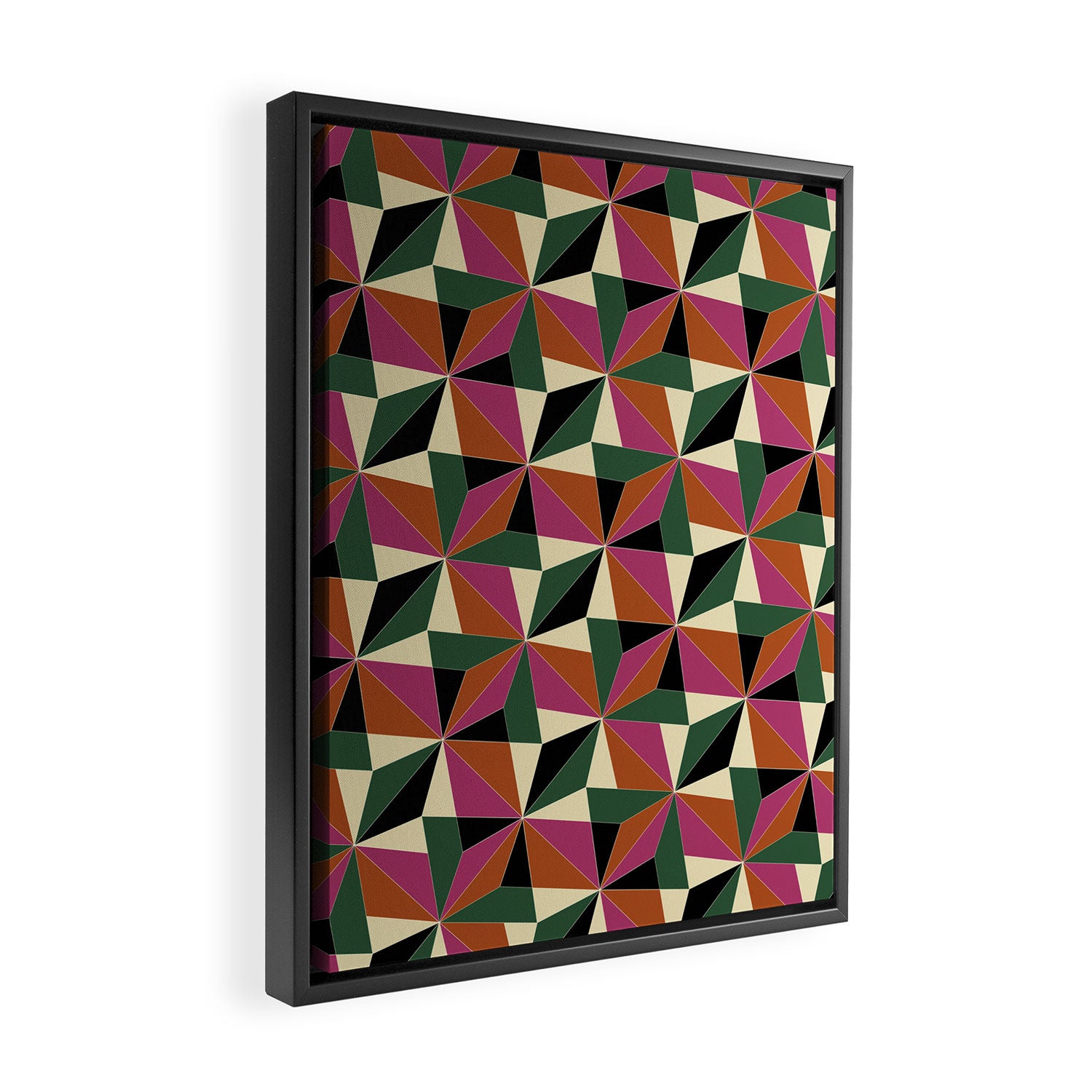 Kaleidoscope Tile Pattern XII Bold Bauhaus Colors Framed Canvas Print Gallery Image 2