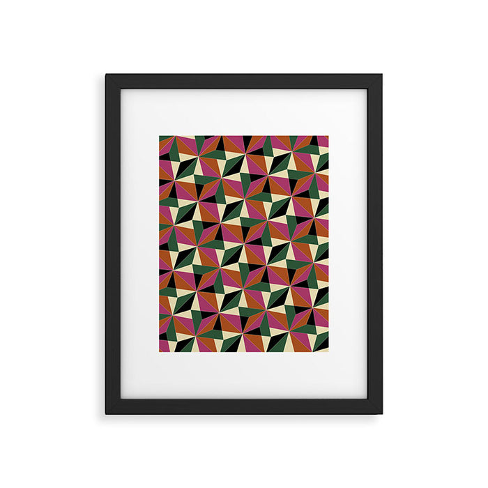 Kaleidoscope Tile Pattern XII Bold Bauhaus Colors Framed Art Print Gallery Image 1