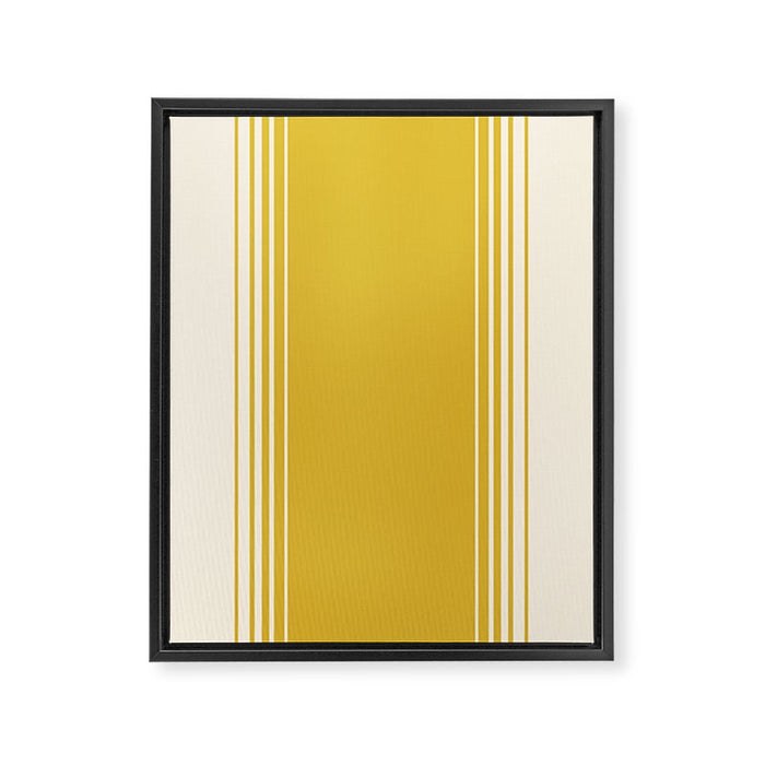 Marigold Yellow and Creme Lines Framed Canvas Print Gallery Image 1